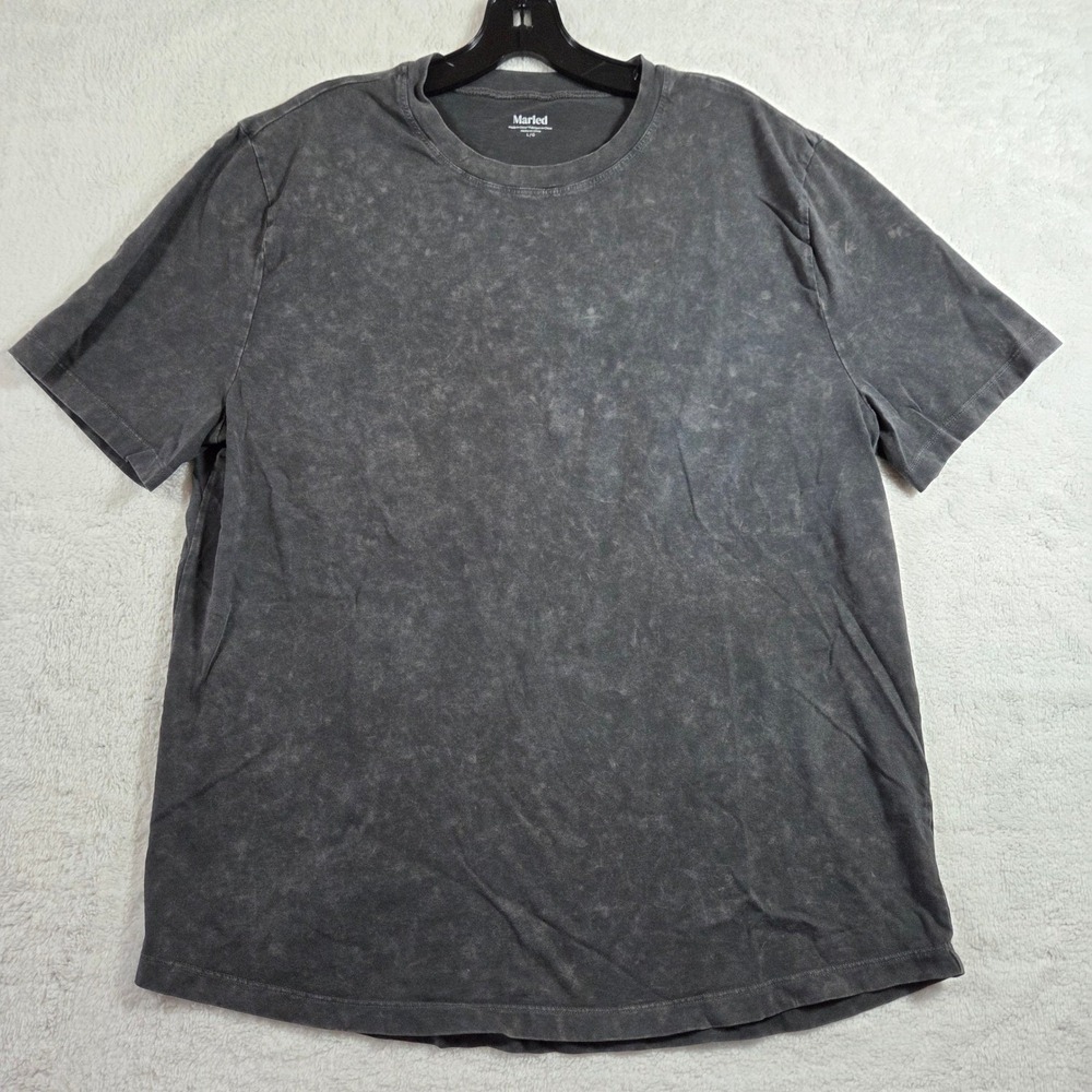 Marled Mens Gray Acid Wash Crew Neck T Shirt Size L